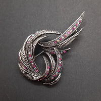 Feather Crystal Brooch Purple