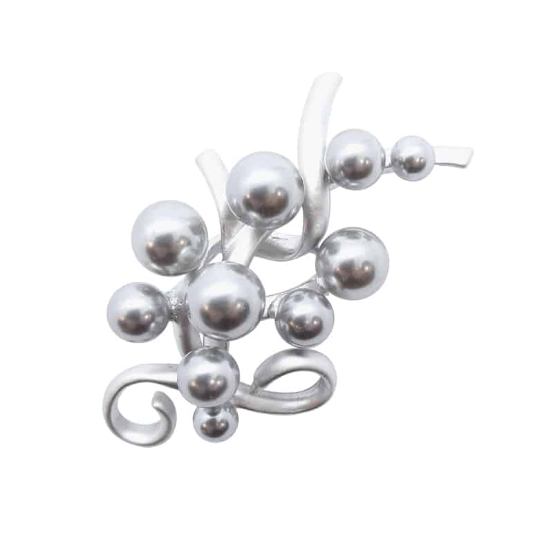 Silver Faux Pearl Brooch