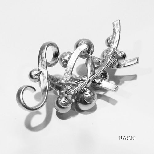 Silver Faux Pearl Brooch
