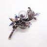 Faux Silver Pearl Brooch Purple