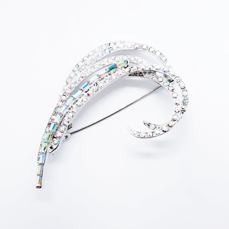 AB Crystal Brooch White Gold