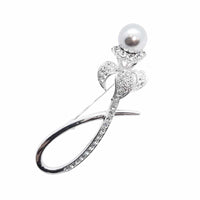Faux Silver Pearl Bud Brooch