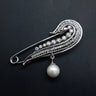 Faux White Pearl Pendant Pin Brooch