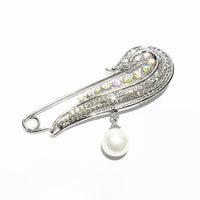 Faux White Pearl Pendant Pin Brooch