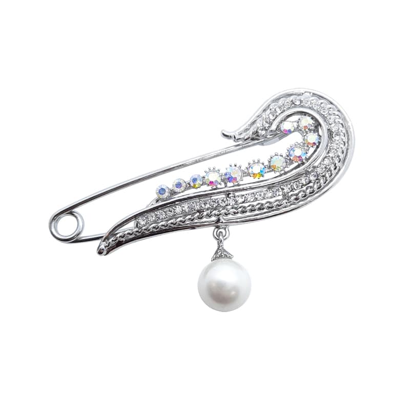 Faux White Pearl Pendant Pin Brooch