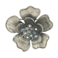 Gun-metal Colour Small Flower Brooch Matte