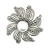 Faux Pearl Sun Brooch Gun Metal Colour