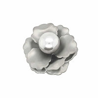 Faux Pearl Flower Brooch Gun Metal Colour