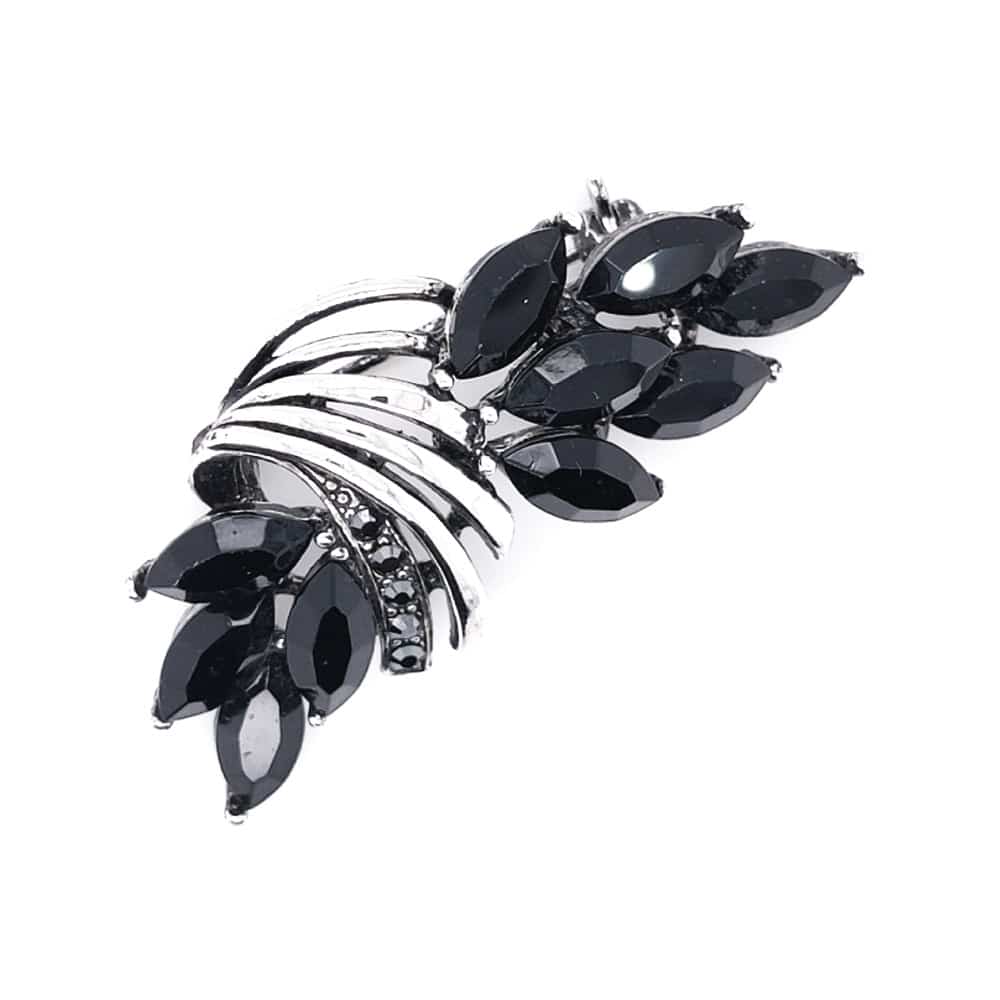 Black Colour Boat Crystal Brooch