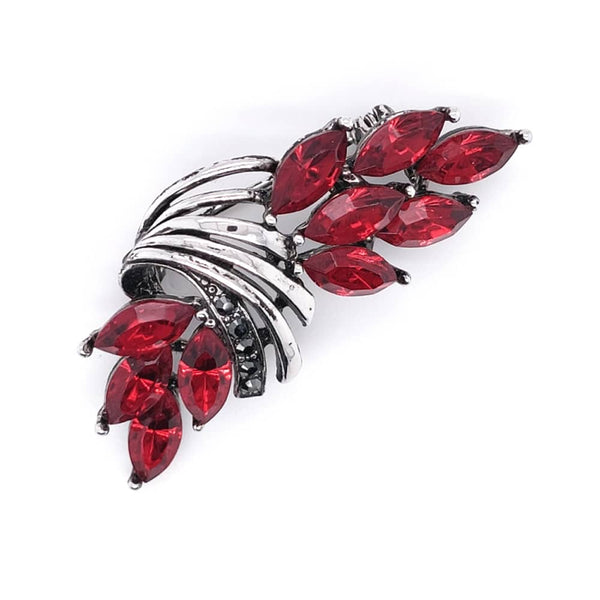 Red Colour Boat Crystal Brooch