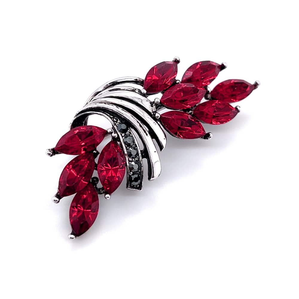 Red Colour Boat Crystal Brooch