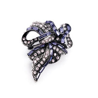 Tanzanite Colour Crystal Small Ribbon Brooch