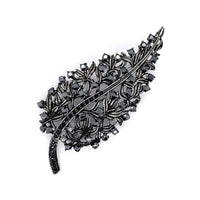 Crystal Leaf Brooch Black