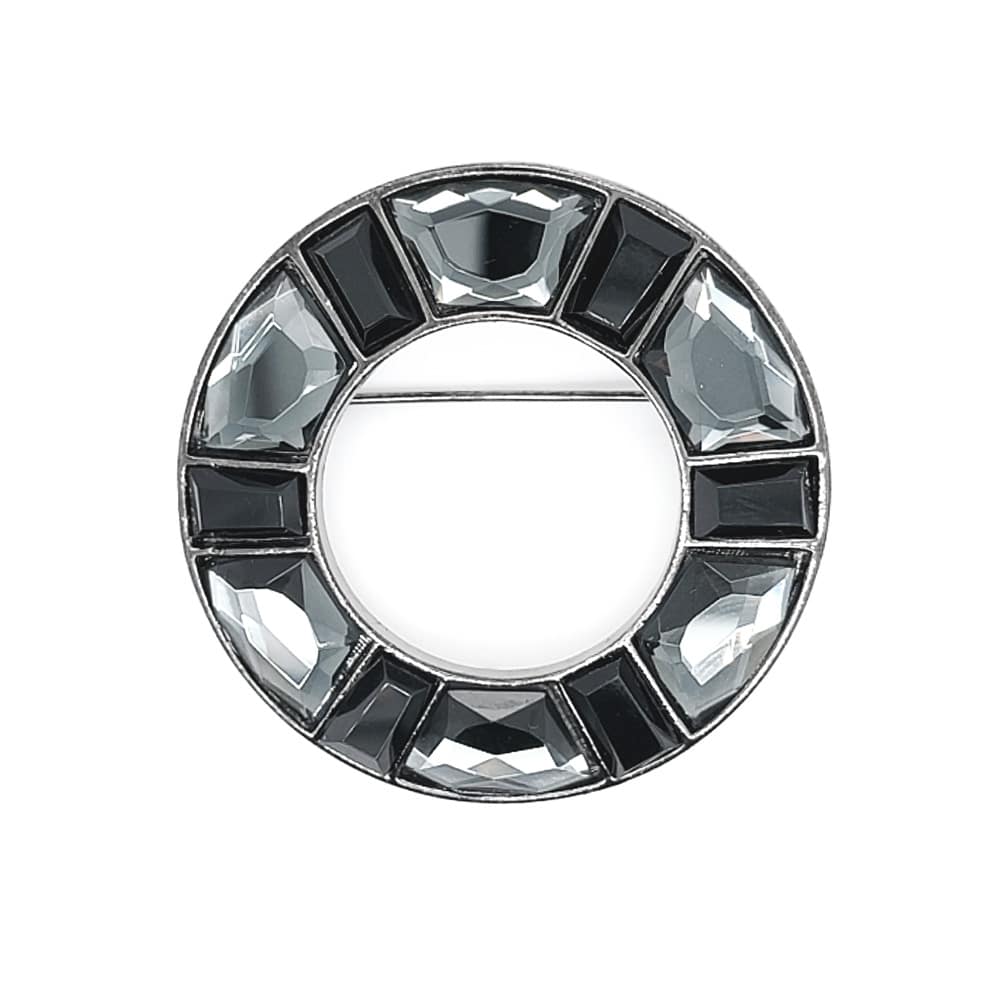Doughnut Shape Crystal Brooch Black