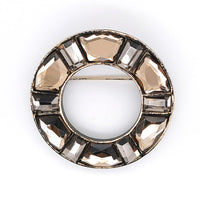 Doughnut Shape Crystal Brooch Brown