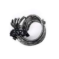 Black Colour Crystal Brooch Gun Metal