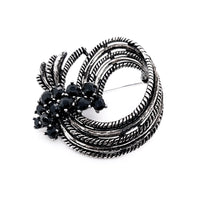 Black Colour Crystal Brooch Gun Metal