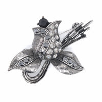 Black Crystal Bell Flower Brooch