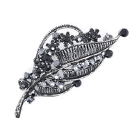 Black Crystal Leaf Brooch