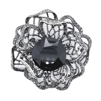 Black Round Crystal Big Brooch