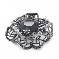 Black Round Crystal Big Brooch