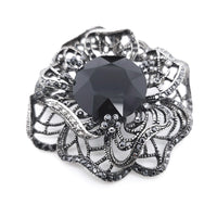 Black Round Crystal Big Brooch