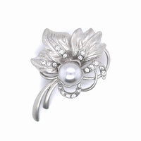 Faux Pearl Small Bouquet Brooch Silver