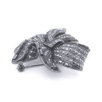Black Colour Crystal Big Ribbon Brooch