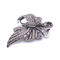 Purple Colour Crystal Big Ribbon Brooch