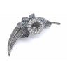 Gun Metal Colour Flower and Leaf Brooch