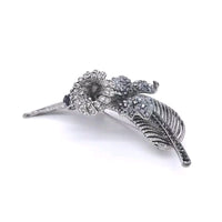 Gun Metal Colour Flower and Leaf Brooch