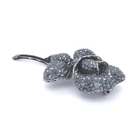 Gun Metal Colour Crystal Rose Brooch