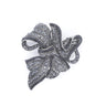 Gun Metal Colour Crystal Ribbon Brooch Midium Size