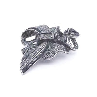 Gun Metal Colour Crystal Ribbon Brooch Midium Size