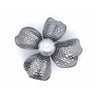 Gun Metal Colour Faux Pearl Big Flower Brooch