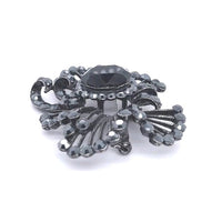 Gun Metal Colour Crystal Lace Brooch