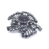 Gun Metal Colour Crystal Lace Brooch