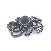 Gun Metal Colour Crystal Lace Brooch