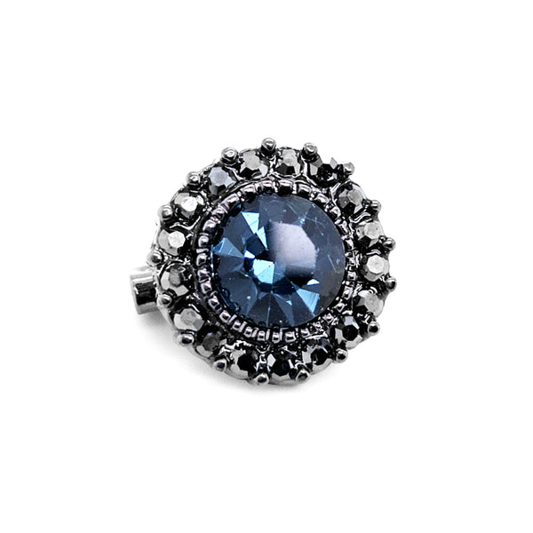 Crystal Small Support Brooch Deep Blue