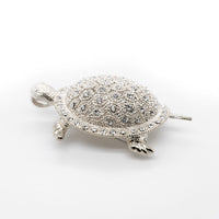 Crystal Turtle Big Brooch or Pendant Silver