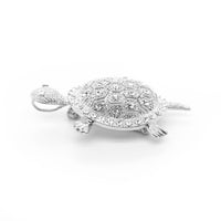 Crystal Turtle Medium Brooch or Pendant Silver