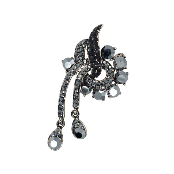 Black Colour Crystal Charm Brooch 2