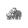 Marcasite Elephant and Baby Silver Brooch