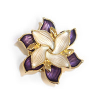 Purple Enamel Flower Magnetic Brooch