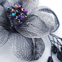 Handmade Metal Mesh Flower Corsage Grey