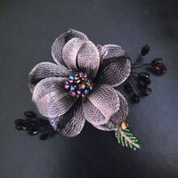 Handmade Metal Mesh Flower Corsage Grey