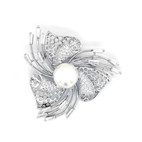 Crystal and Faux Pearl Brooch