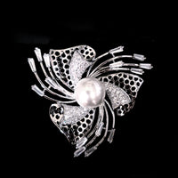 Crystal and Faux Pearl Brooch