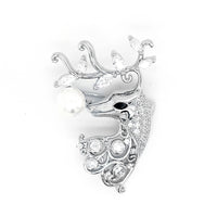 Crystal and Faux Pearl Deer Brooch