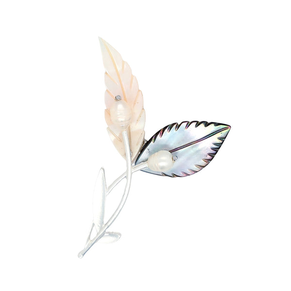 White and Black Mother of Pearl Brooch
